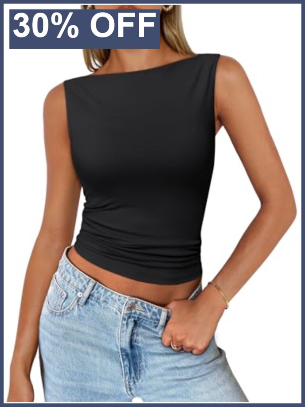 Women's Sleeveless Boat Neck Tank Top Basic Summer Going Out Top
